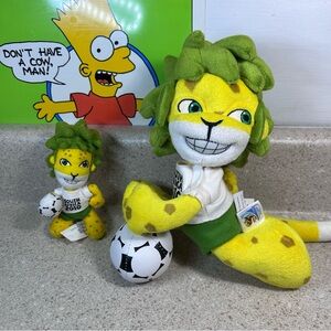 FIFA South Africa 2010 Leopard Zamuki Mascot Plush Lot of 2 9” + 4”